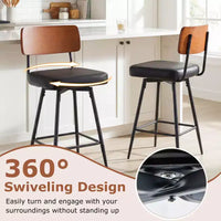 Lot de 2/4 tabourets de bar rembourrés Costway 27 avec dossier en bois et pieds en métal, repose-pieds Noir/Blanc