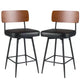 Costway 27 Padded Counter Barstools Set of 2/4 with Wooden Backrest & Metal Legs, Footrest Black/White