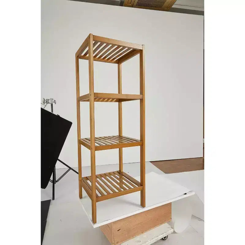 Étagère étroite de salle de bain à 4 niveaux en bambou, support à plantes en bois naturel, porte-serviettes sur pied, étagère d'angle pour salle de bain, entrée, chambre, cuisine, véranda