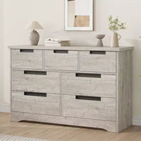 Commode COZONY 46.8'' de large 7 tiroirs, coffre de rangement en chêne naturel avec poignées encastrées