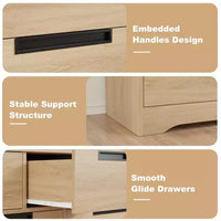 Commode COZONY 46.8'' de large 7 tiroirs, coffre de rangement en chêne naturel avec poignées encastrées