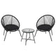 3 Piece Outdoor Rattan Bistro Set, All-Weather Acapulco Conversation Set with Cushions & Tempered Glass Table, Patio Furniture for Porch, Balcony