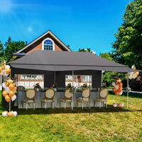 Tente canopy pop-up commerciale robuste 10x20 avec sac à roulettes, 6 parois latérales amovibles, pieds épaissis améliorés et 6 sacs de sable, gris
