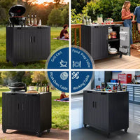 Chariot de barbecue extérieur modulaire avec meuble de rangement - plateau en acier inoxydable - bar îlot de cuisine pour pelouse et jardin - accessoire de barbecue durable