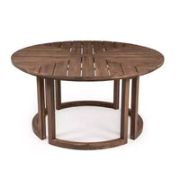 Whisen Table à manger de patio ronde extérieure 59 avec trou pour parasol, bois d'acacia, plateau ajouré assemblé, pieds robustes