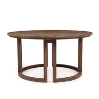 Whisen Table à manger de patio ronde extérieure 59 avec trou pour parasol, bois d'acacia, plateau ajouré assemblé, pieds robustes