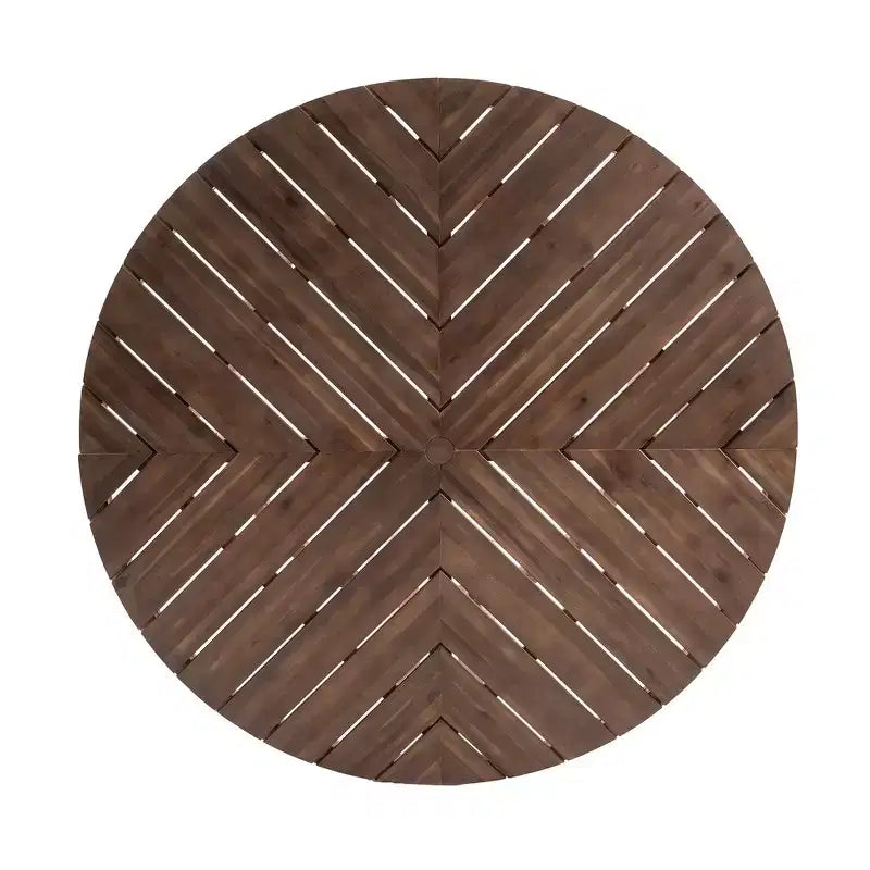 Whisen Table à manger de patio ronde extérieure 59 avec trou pour parasol, bois d'acacia, plateau ajouré assemblé, pieds robustes