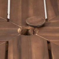Whisen Table à manger de patio ronde extérieure 59 avec trou pour parasol, bois d'acacia, plateau ajouré assemblé, pieds robustes