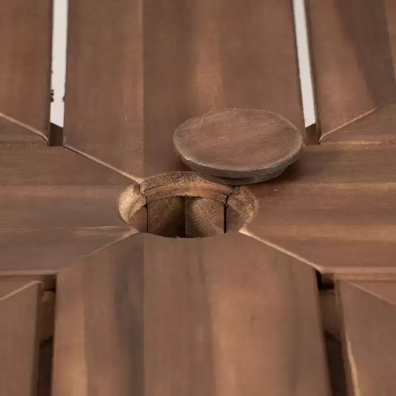 Whisen Table à manger de patio ronde extérieure 59 avec trou pour parasol, bois d'acacia, plateau ajouré assemblé, pieds robustes