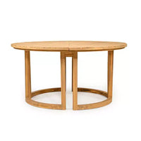Whisen Table à manger de patio ronde extérieure 59 avec trou pour parasol, bois d'acacia, plateau ajouré assemblé, pieds robustes