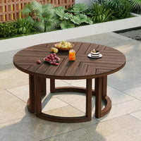 Whisen Table à manger de patio ronde extérieure 59 avec trou pour parasol, bois d'acacia, plateau ajouré assemblé, pieds robustes