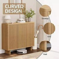 Meuble à chaussures 46 po avec porte cannelée, rangement 5 niveaux avec 4 étagères réglables, organisateur à chaussures rustique pour entrée, couloir, salon