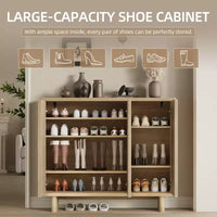 Meuble à chaussures 46 po avec porte cannelée, rangement 5 niveaux avec 4 étagères réglables, organisateur à chaussures rustique pour entrée, couloir, salon