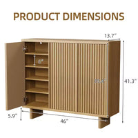 Meuble à chaussures 46 po avec porte cannelée, rangement 5 niveaux avec 4 étagères réglables, organisateur à chaussures rustique pour entrée, couloir, salon