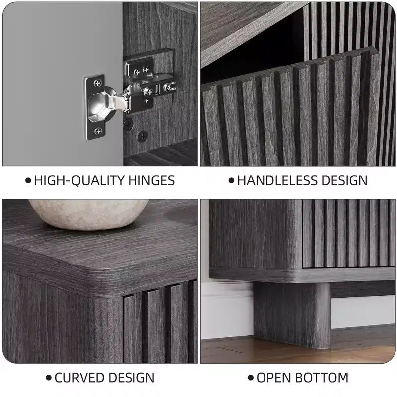 Meuble à chaussures 46 po avec porte cannelée, rangement 5 niveaux avec 4 étagères réglables, organisateur à chaussures rustique pour entrée, couloir, salon