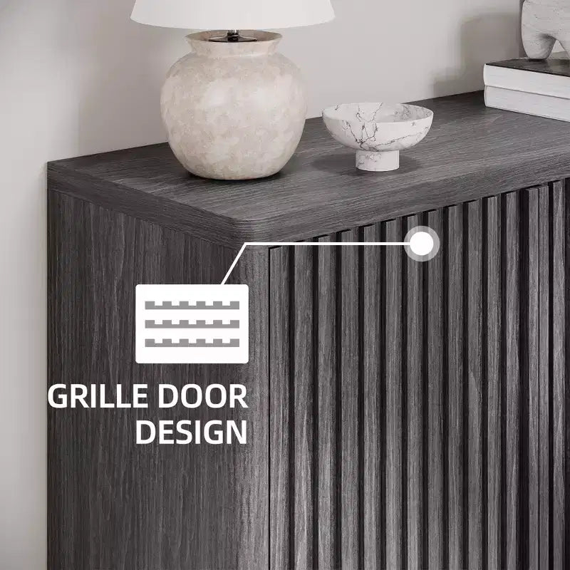 Meuble à chaussures 46 po avec porte cannelée, rangement 5 niveaux avec 4 étagères réglables, organisateur à chaussures rustique pour entrée, couloir, salon