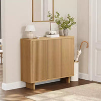 Meuble à chaussures 46 po avec porte cannelée, rangement 5 niveaux avec 4 étagères réglables, organisateur à chaussures rustique pour entrée, couloir, salon
