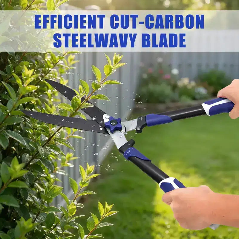 Cisaille à haie de 60 cm, ciseaux de jardin à lame ondulée et sécateur, cisaille de jardin pour tailler/façonner les haies et arbustes dans la pelouse et le jardin