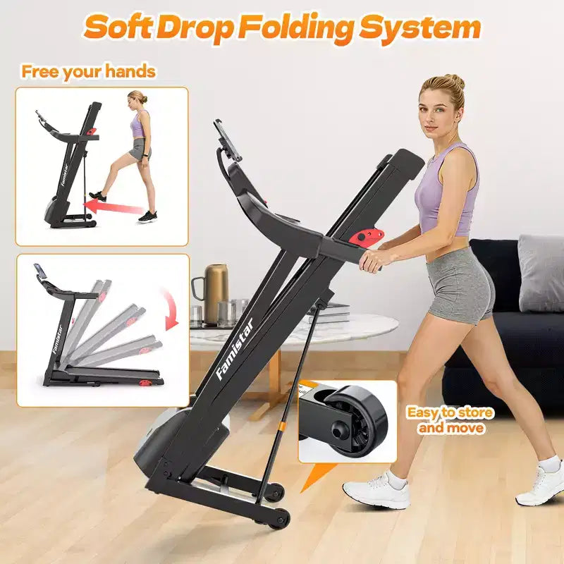 Tapis roulant 3.55HP en liquidation avec inclinaison de 10%, capacité de 320lb, pliable, tapis de course domestique 7.5MPH, 71 programmes intelligents, contrôle par APP, pour la course et la marche, avec genouillères gratuites