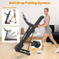 Tapis roulant 3.55HP en liquidation avec inclinaison de 10%, capacité de 320lb, pliable, tapis de course domestique 7.5MPH, 71 programmes intelligents, contrôle par APP, pour la course et la marche, avec genouillères gratuites