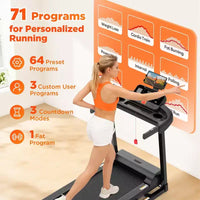 Tapis roulant 3.55HP en liquidation avec inclinaison de 10%, capacité de 320lb, pliable, tapis de course domestique 7.5MPH, 71 programmes intelligents, contrôle par APP, pour la course et la marche, avec genouillères gratuites