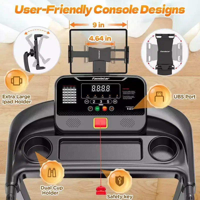 Tapis roulant 3.55HP en liquidation avec inclinaison de 10%, capacité de 320lb, pliable, tapis de course domestique 7.5MPH, 71 programmes intelligents, contrôle par APP, pour la course et la marche, avec genouillères gratuites