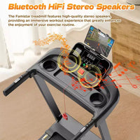 Tapis roulant 3.55HP en liquidation avec inclinaison de 10%, capacité de 320lb, pliable, tapis de course domestique 7.5MPH, 71 programmes intelligents, contrôle par APP, pour la course et la marche, avec genouillères gratuites