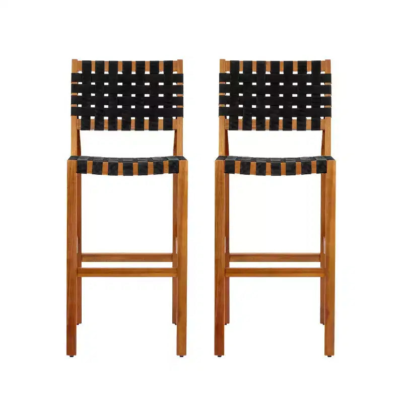 Christopher Knight Home Elara Tabourets de bar de style ferme en bois d'acacia et corde tressee pour patio (lot de 2)