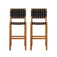 Christopher Knight Home Elara Tabourets de bar de style ferme en bois d'acacia et corde tressee pour patio (lot de 2)