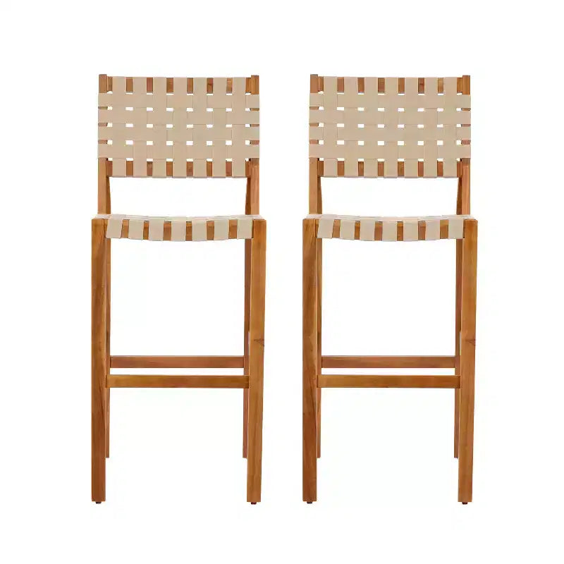 Christopher Knight Home Elara Tabourets de bar de style ferme en bois d'acacia et corde tressee pour patio (lot de 2)