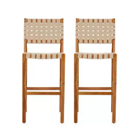 Christopher Knight Home Elara Tabourets de bar de style ferme en bois d'acacia et corde tressee pour patio (lot de 2)