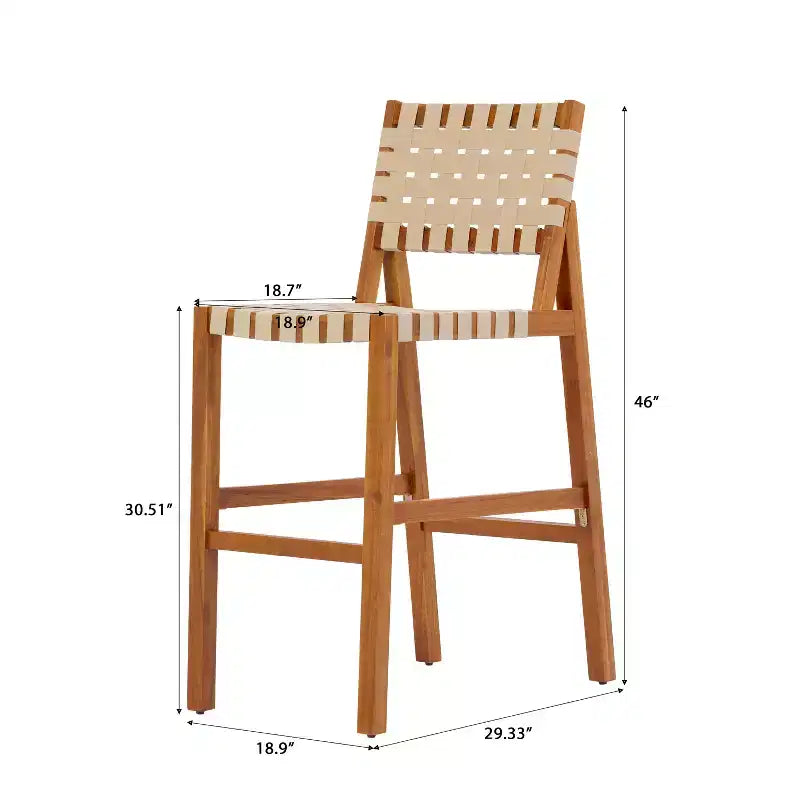 Christopher Knight Home Elara Tabourets de bar de style ferme en bois d'acacia et corde tressee pour patio (lot de 2)