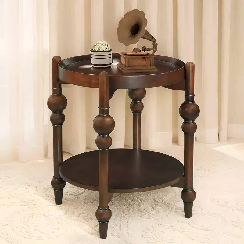 Table d'appoint ronde classique en bois massif GDFStudio Violet avec étagère inférieure