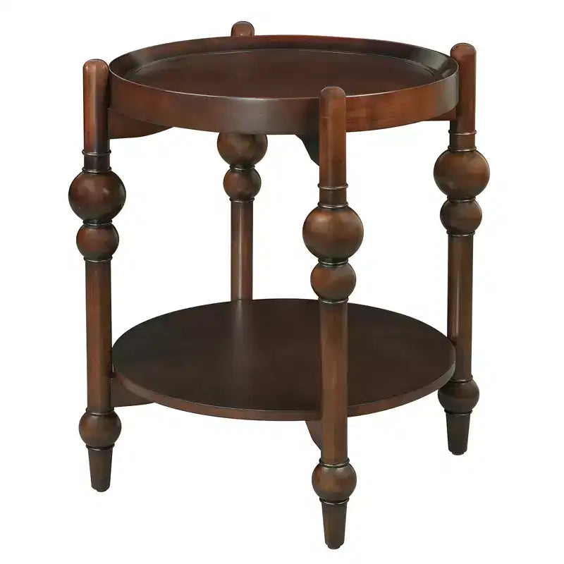 Table d'appoint ronde classique en bois massif GDFStudio Violet avec étagère inférieure