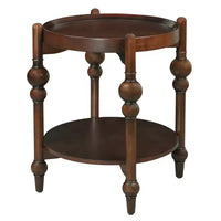 Table d'appoint ronde classique en bois massif GDFStudio Violet avec étagère inférieure