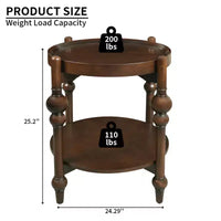 Table d'appoint ronde classique en bois massif GDFStudio Violet avec étagère inférieure