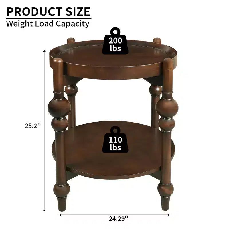 Table d'appoint ronde classique en bois massif GDFStudio Violet avec étagère inférieure