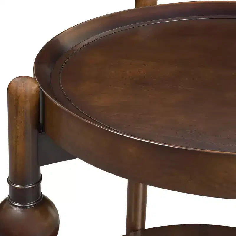 Table d'appoint ronde classique en bois massif GDFStudio Violet avec étagère inférieure