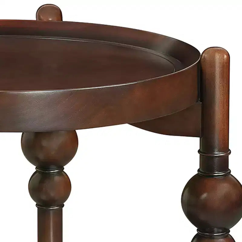 Table d'appoint ronde classique en bois massif GDFStudio Violet avec étagère inférieure