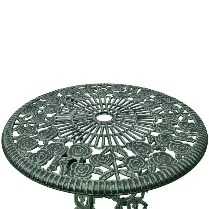 vidaXL Ensemble bistro de terrasse 3 pièces, table et chaise de jardin extérieur en aluminium moulé - Vert