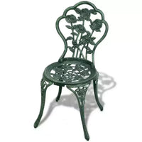 vidaXL Ensemble bistro de terrasse 3 pièces, table et chaise de jardin extérieur en aluminium moulé - Vert