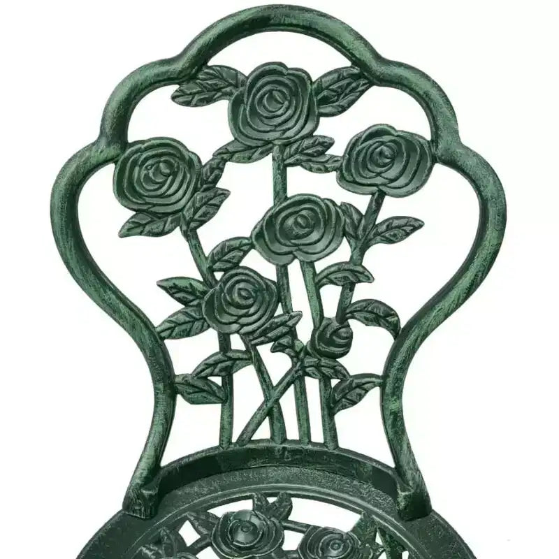 vidaXL Ensemble bistro de terrasse 3 pièces, table et chaise de jardin extérieur en aluminium moulé - Vert
