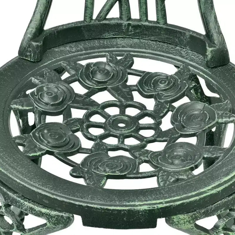 vidaXL Ensemble bistro de terrasse 3 pièces, table et chaise de jardin extérieur en aluminium moulé - Vert