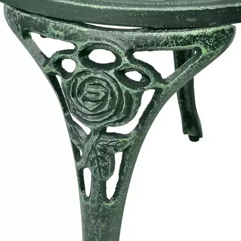 vidaXL Ensemble bistro de terrasse 3 pièces, table et chaise de jardin extérieur en aluminium moulé - Vert