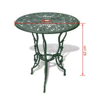 vidaXL Ensemble bistro de terrasse 3 pièces, table et chaise de jardin extérieur en aluminium moulé - Vert