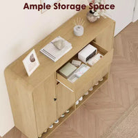 Meuble à chaussures 47,2 po avec 4 portes et 1 tiroir, organisateur d'entrée grande capacité à coins arrondis, meuble à chaussures étroit pour couloir, salon