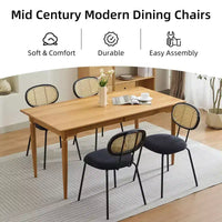 Chaises de salle à manger en velours modernes du milieu du siècle Acekool, lot de 2, chaises rembourrées à dossier en rotin et pieds métalliques pour cuisine, salon