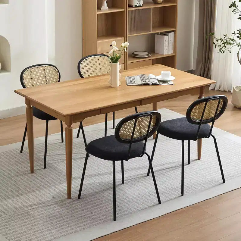 Chaises de salle à manger en velours modernes du milieu du siècle Acekool, lot de 2, chaises rembourrées à dossier en rotin et pieds métalliques pour cuisine, salon