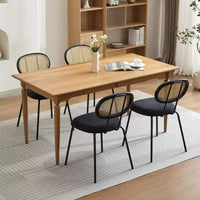Chaises de salle à manger en velours modernes du milieu du siècle Acekool, lot de 2, chaises rembourrées à dossier en rotin et pieds métalliques pour cuisine, salon