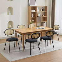 Chaises de salle à manger en velours modernes du milieu du siècle Acekool, lot de 2, chaises rembourrées à dossier en rotin et pieds métalliques pour cuisine, salon